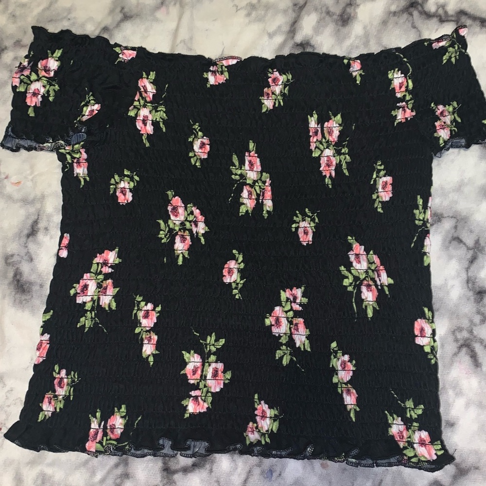 Off the shoulder floral crop top